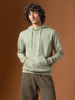 Men’s Organic Cotton Regular Fit Hoodie Sweatshirt T-Shirt Light Green