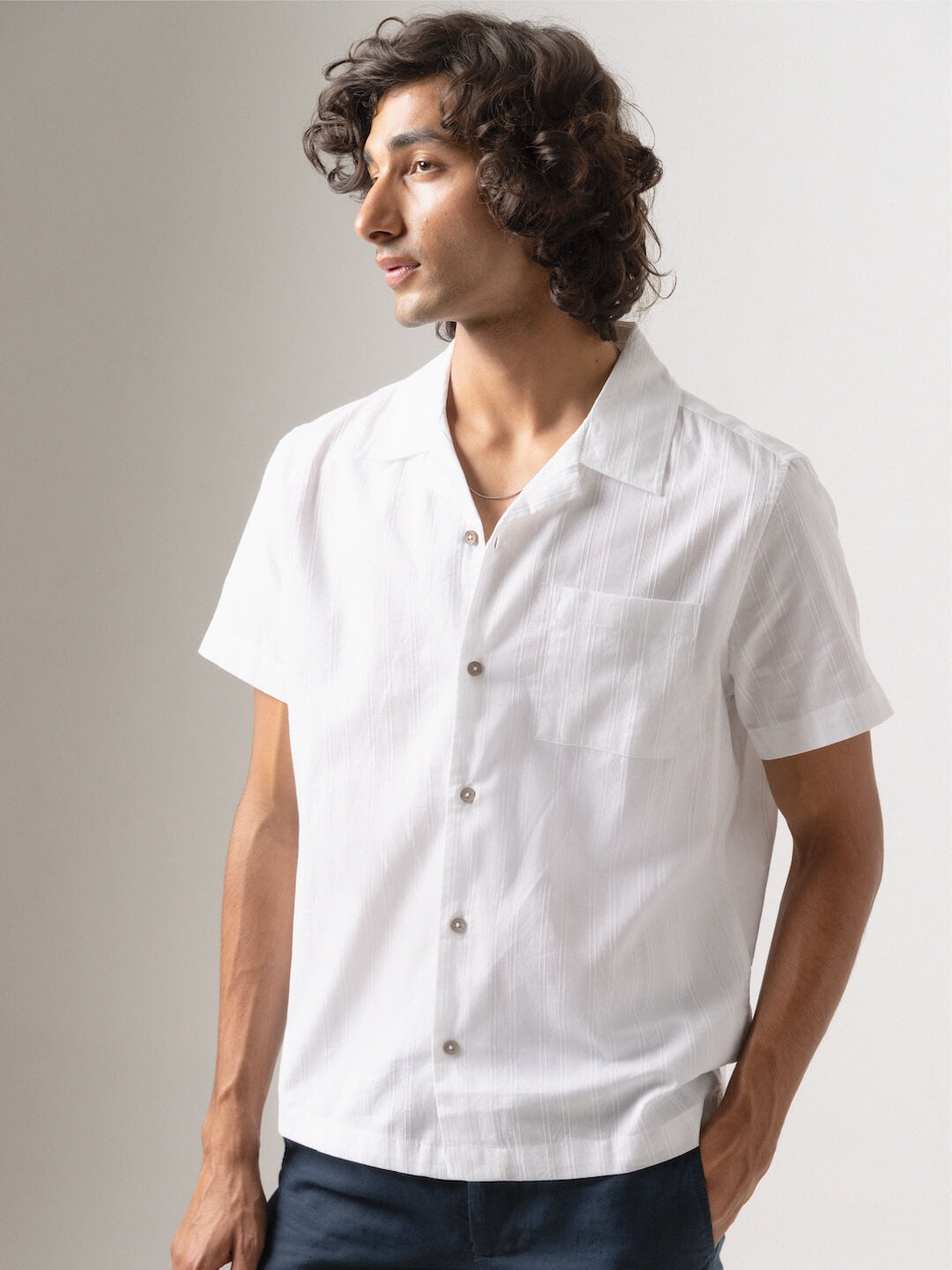 Men's White 100% Cotton Regular Fit Shirt