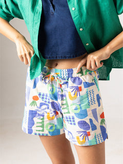 Women's Multi Cotton Linen Regular Fit Shorts