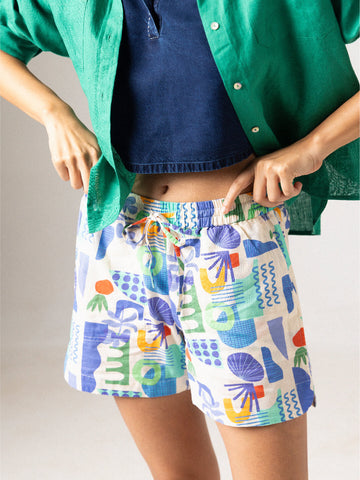 Women's Multi Cotton Linen Regular Fit Shorts