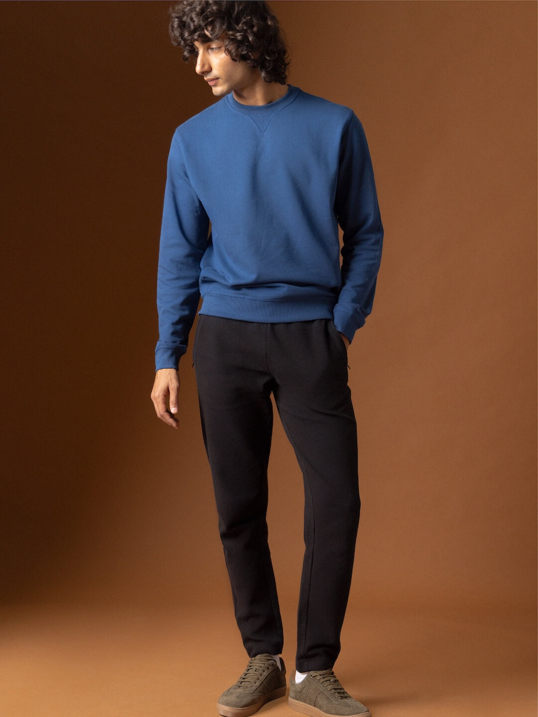 Men's Black 100% Cotton Regular Fit Knit pant