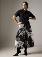 Women's White/Black 100% Cotton Regular Fit Culotte