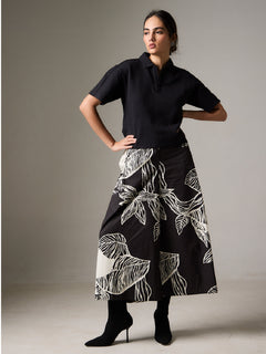Women's 100% Cotton Regular Fit Culotte White/Black