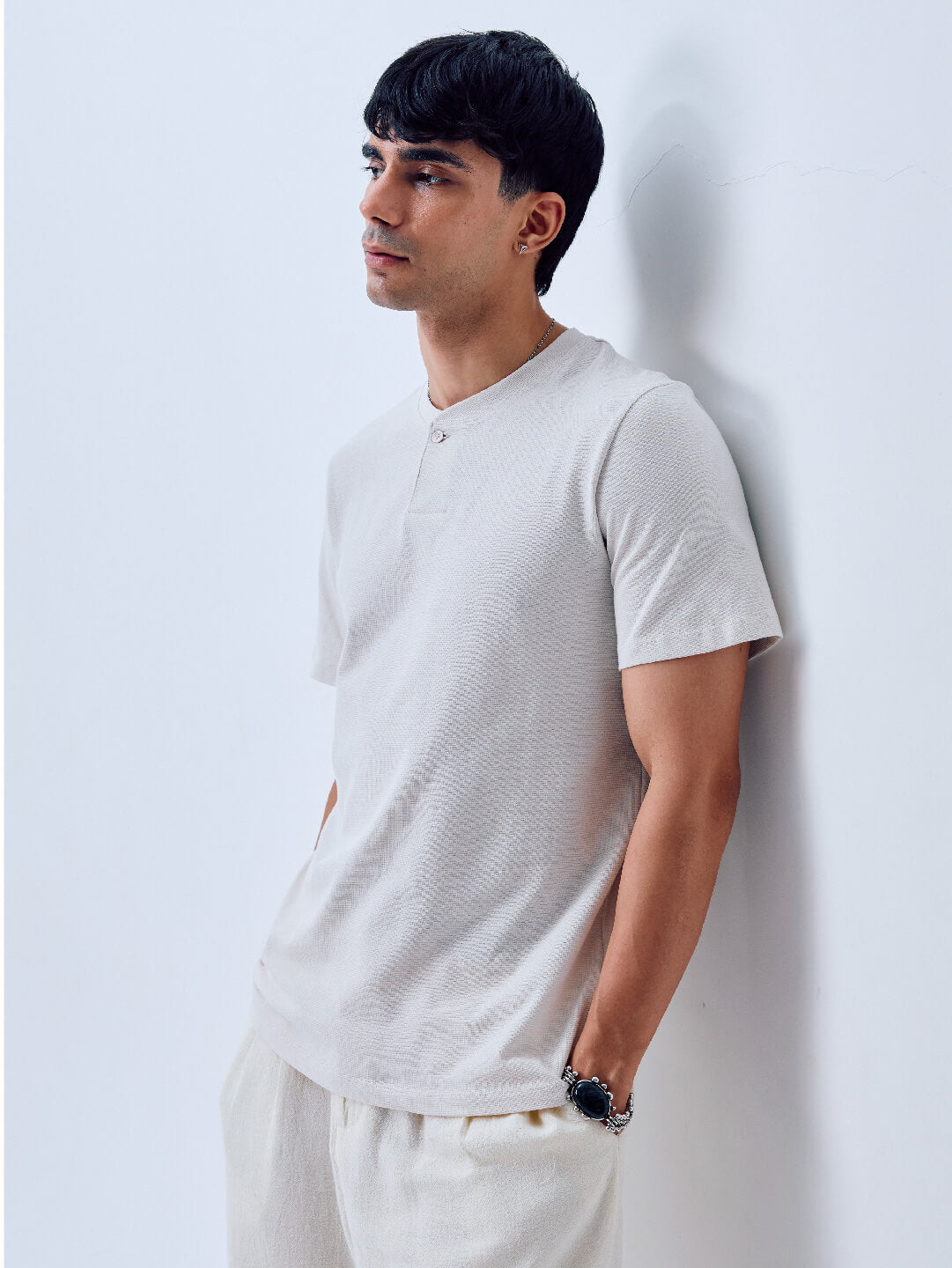 Men's Chalk 100% Cotton Regular Fit Tshirt