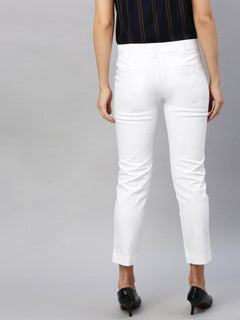 Women’s Lycra Cotton Regular Fit Pant White