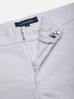 Women’s Lycra Cotton Regular Fit Pant White