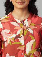 Women's Red 100% Viscose Regular Fit Blouse