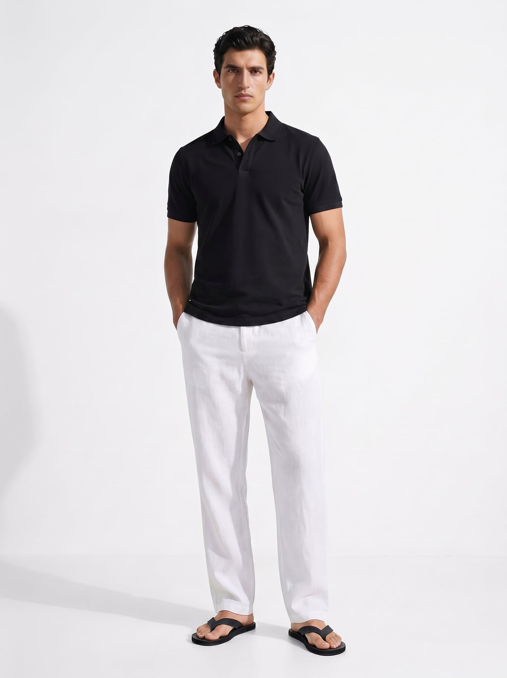 Men's Black Cotton Elastane Slim Fit Tshirt