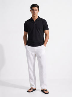 Men's Black Cotton Elastane Slim Fit Tshirt