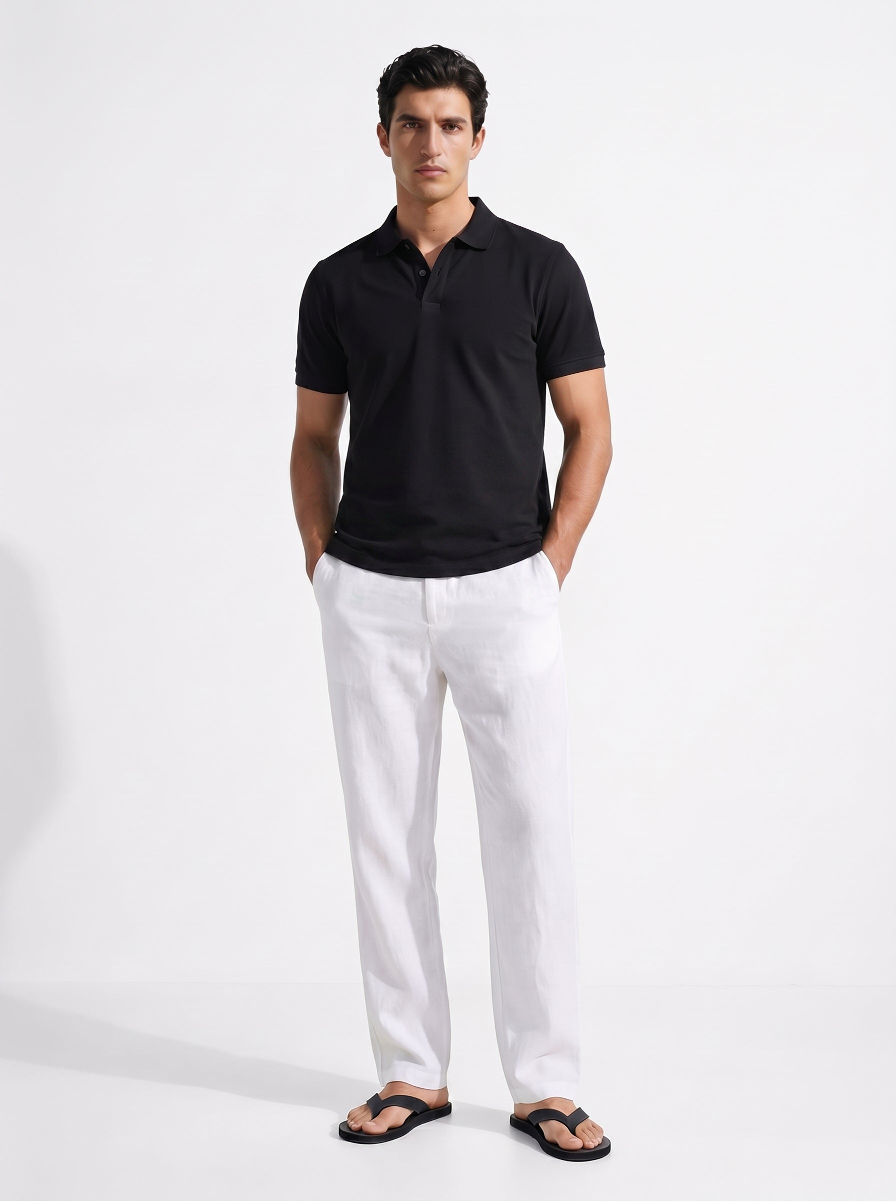 Men's Black Cotton Elastane Slim Fit Tshirt
