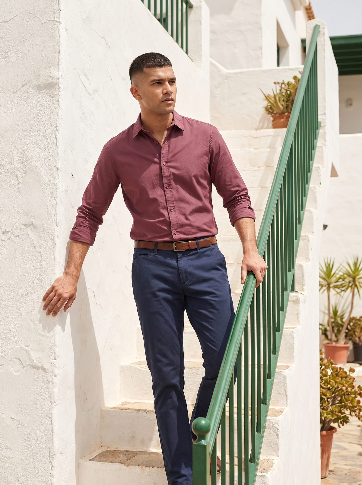 Men's 100% Cotton Regular Fit Shirt Wine