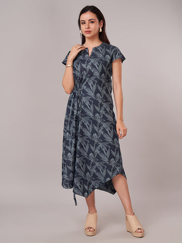 Women's 100% Cotton Regular Fit Dress Blue