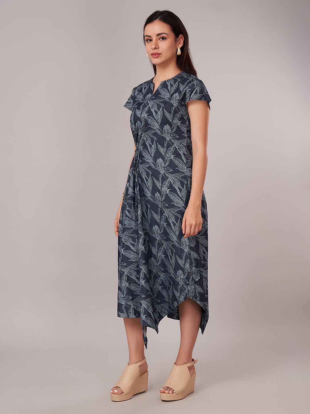 Women's 100% Cotton Regular Fit Dress Blue