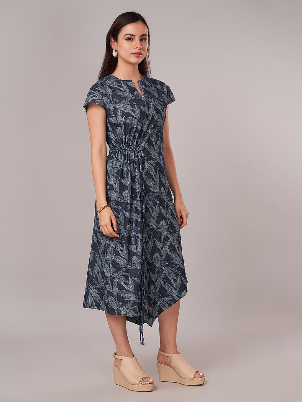 Women's 100% Cotton Regular Fit Dress Blue