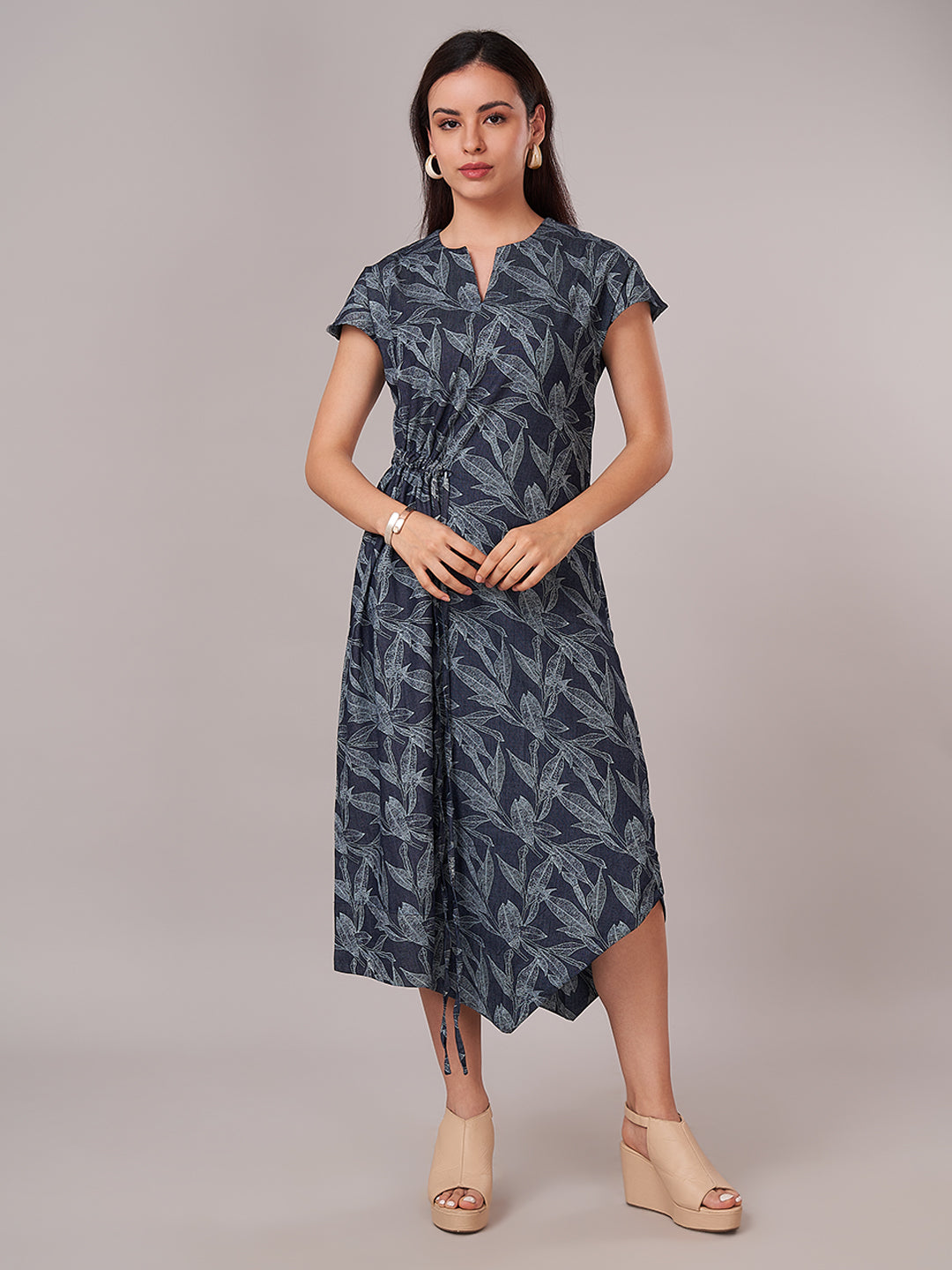 Women's 100% Cotton Regular Fit Dress Blue