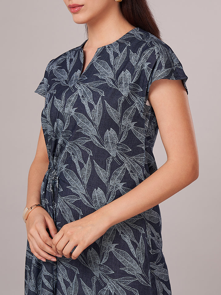 Women's 100% Cotton Regular Fit Dress Blue