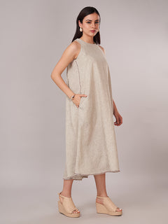 Women's Linen Blend A Line Dress Olive