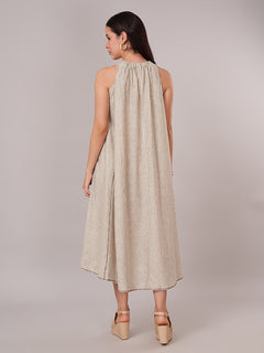 Women's Linen Blend A Line Dress Olive