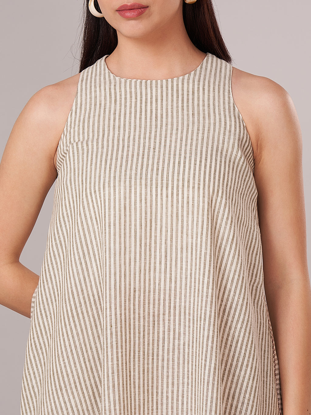 Women's Linen Blend A Line Dress Olive