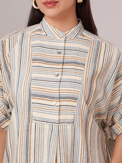 Women's Linen Viscose Boxy Fit Dress Cream