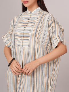 Women's Linen Viscose Boxy Fit Dress Cream