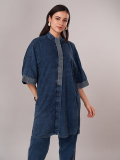 Women's 100% Cotton Regular Fit Kurta Denim