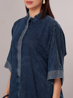 Women's 100% Cotton Regular Fit Kurta Denim