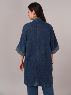 Women's 100% Cotton Regular Fit Kurta Denim