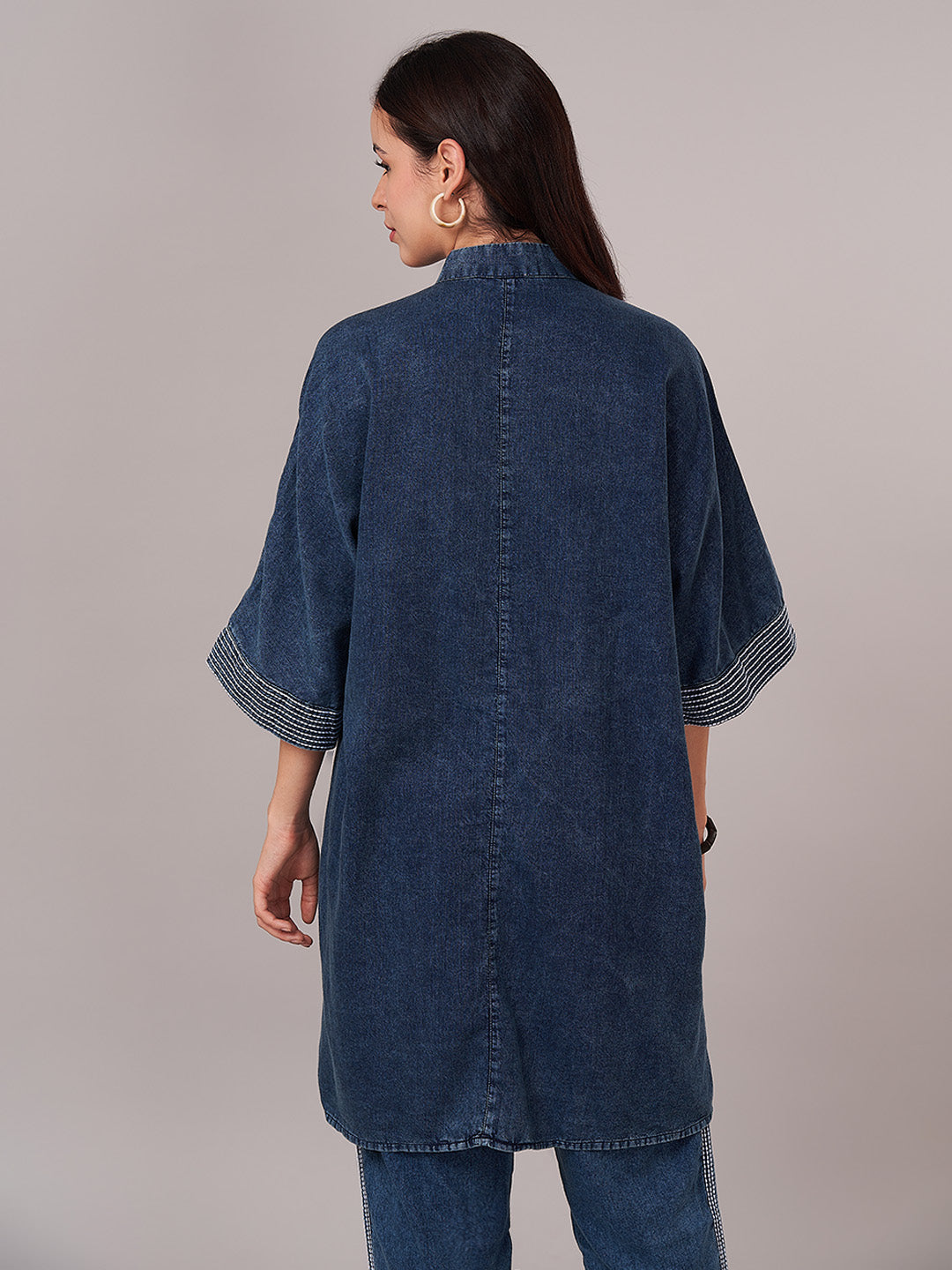 Women's 100% Cotton Regular Fit Kurta Denim