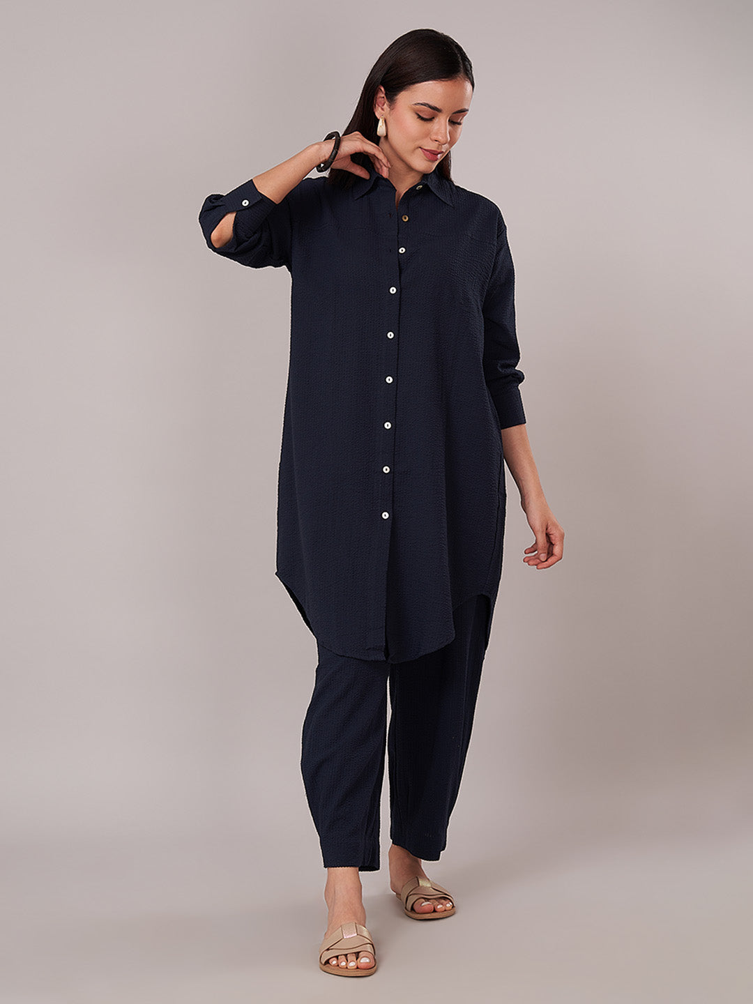 Women's 100% Cotton Relax Fit Kurta Navy