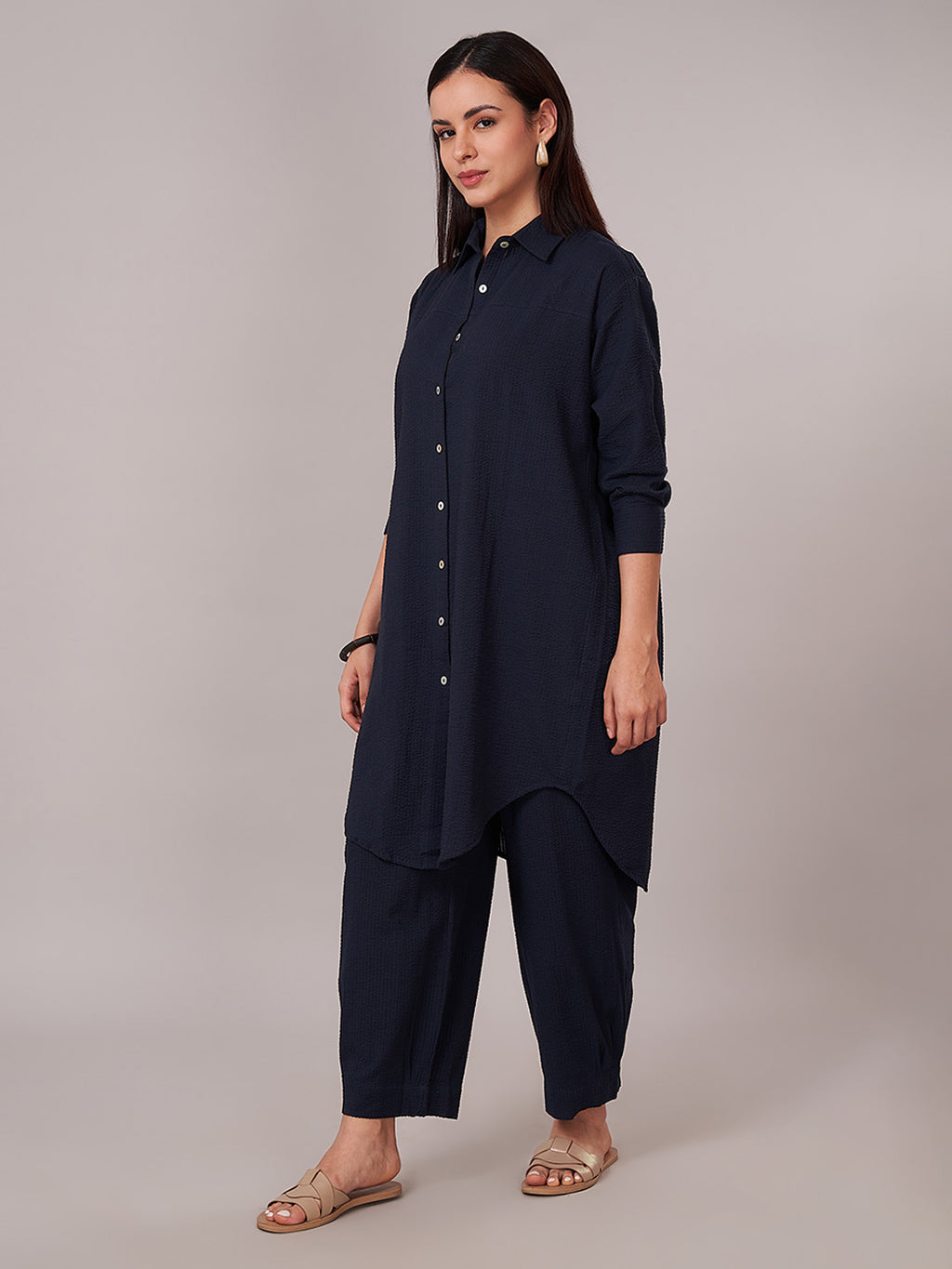 Women's 100% Cotton Relax Fit Kurta Navy