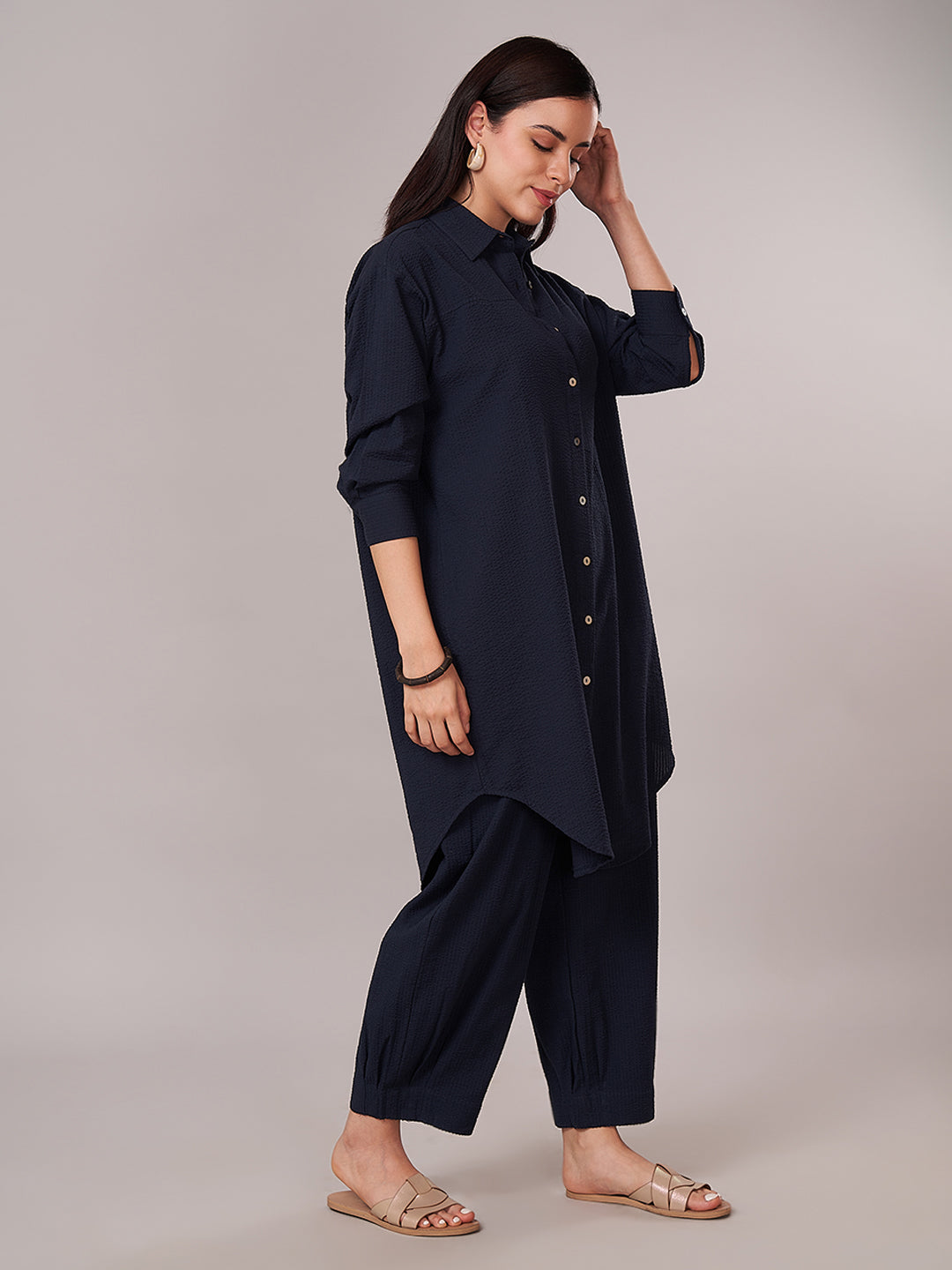 Women's 100% Cotton Relax Fit Kurta Navy
