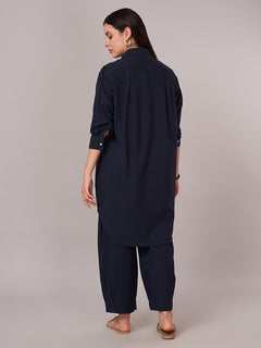 Women's 100% Cotton Relax Fit Kurta Navy