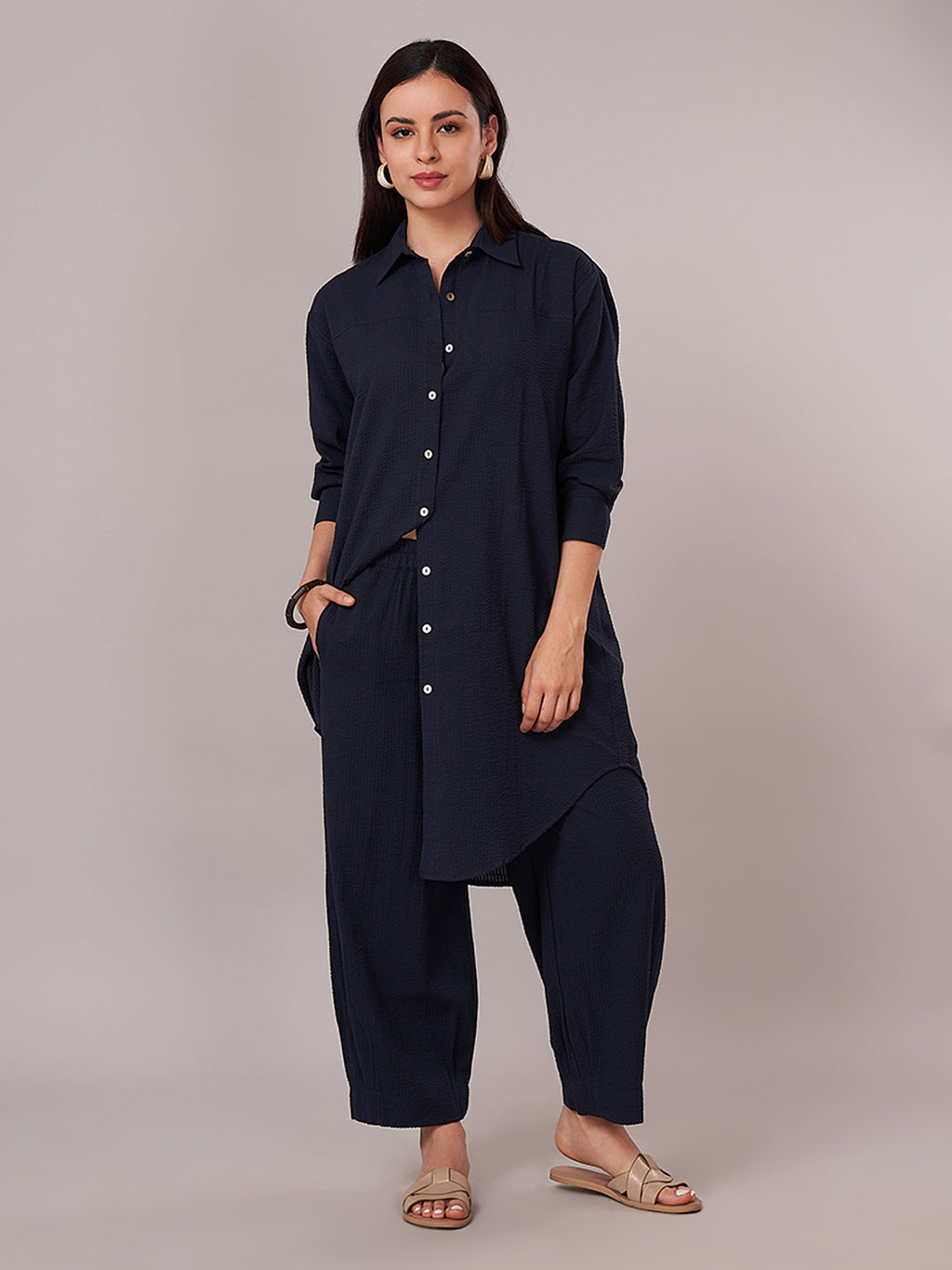 Women's 100% Cotton Relax Fit Kurta Navy