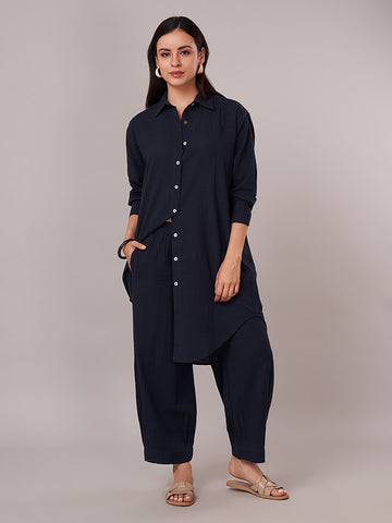 Women's 100% Cotton Relax Fit Kurta Navy