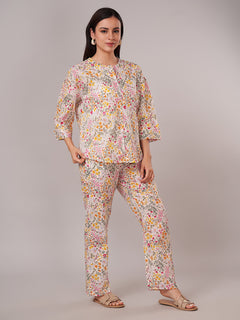 Women's 100% Cotton Regular Fit Pyjama Suit Multi