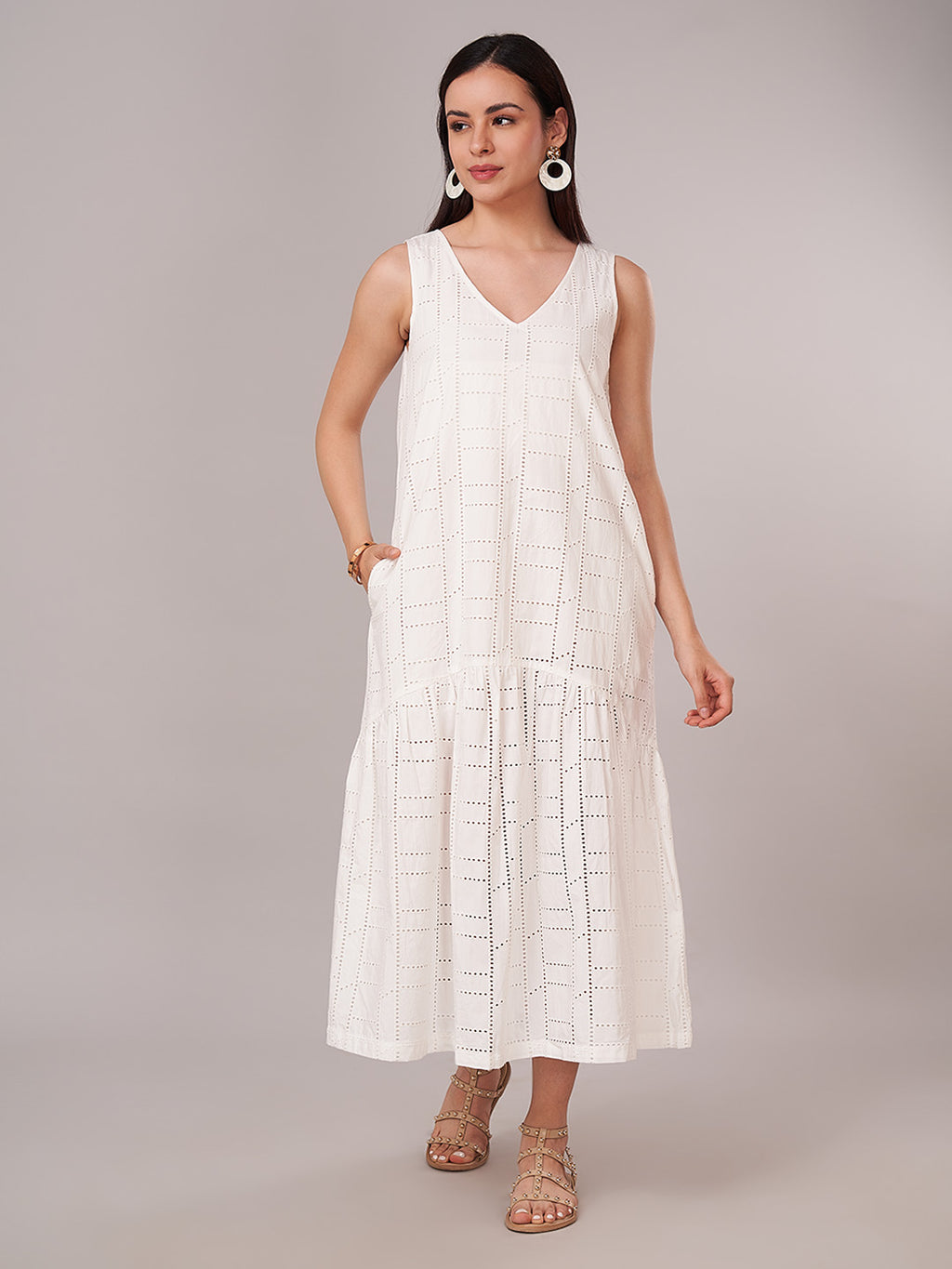 Women's 100% Cotton Regular Fit Dress White