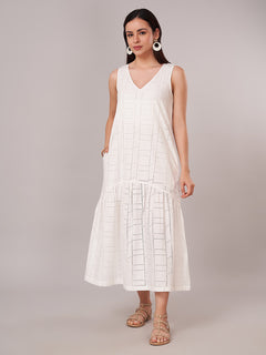 Women's 100% Cotton Regular Fit Dress White