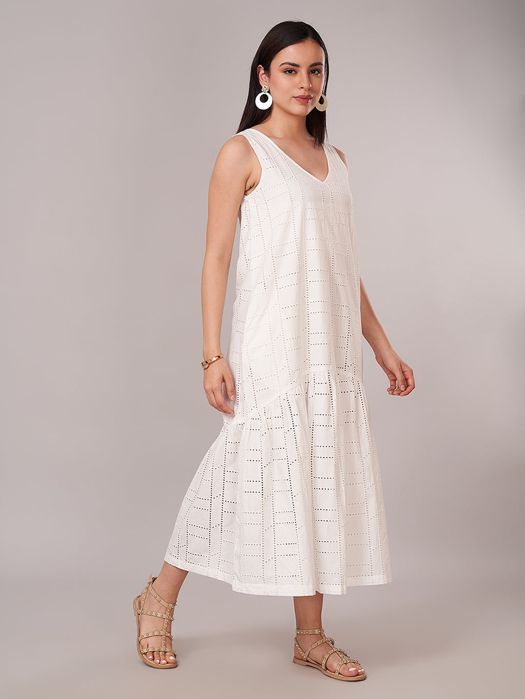 Women's 100% Cotton Regular Fit Dress White