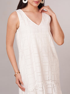 Women's 100% Cotton Regular Fit Dress White