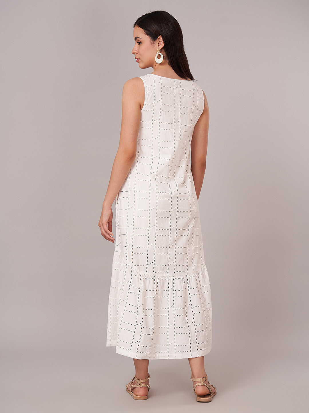 Women's 100% Cotton Regular Fit Dress White
