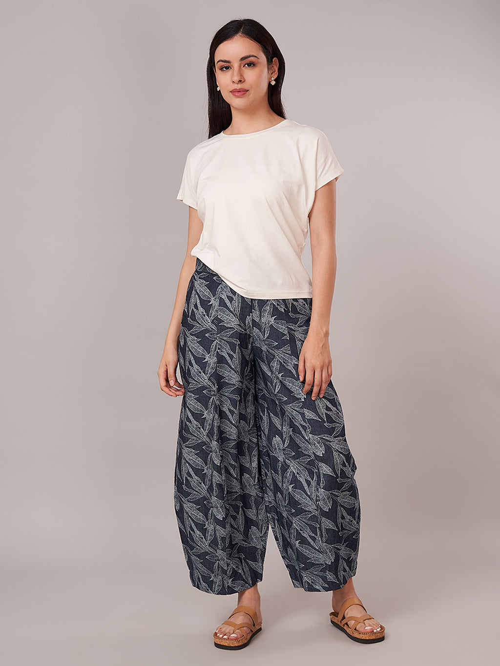 Women's 100% Cotton Barrel Leg Pant Blue