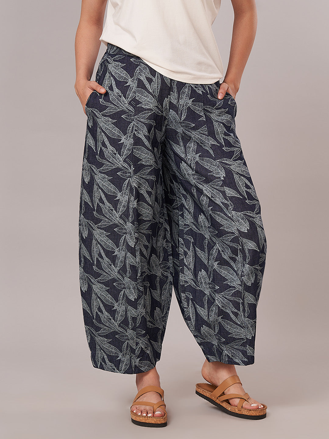 Women's 100% Cotton Barrel Leg Pant Blue