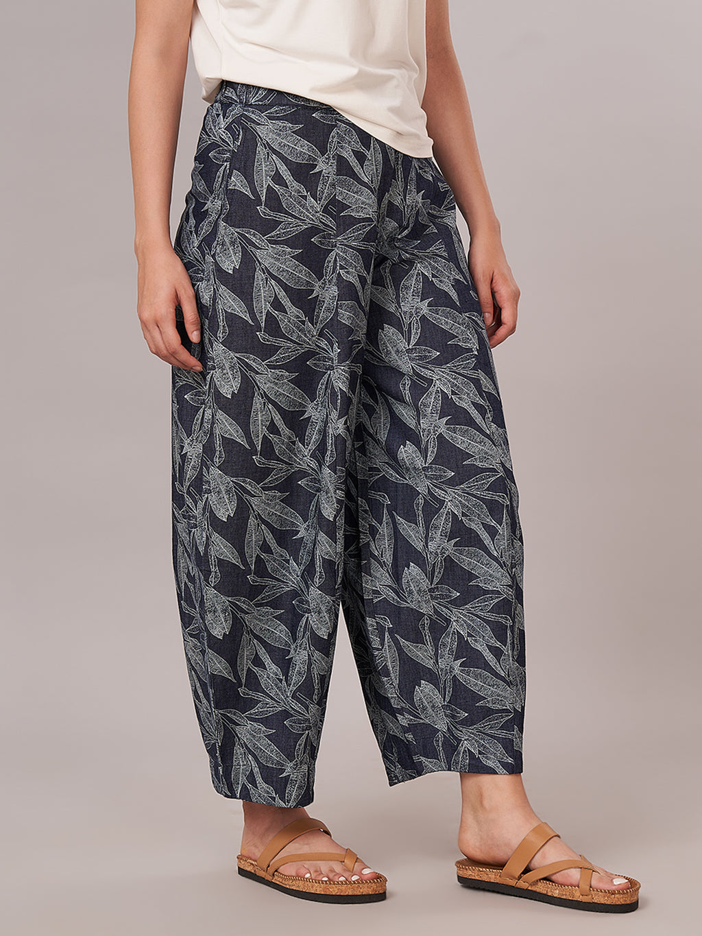 Women's 100% Cotton Barrel Leg Pant Blue