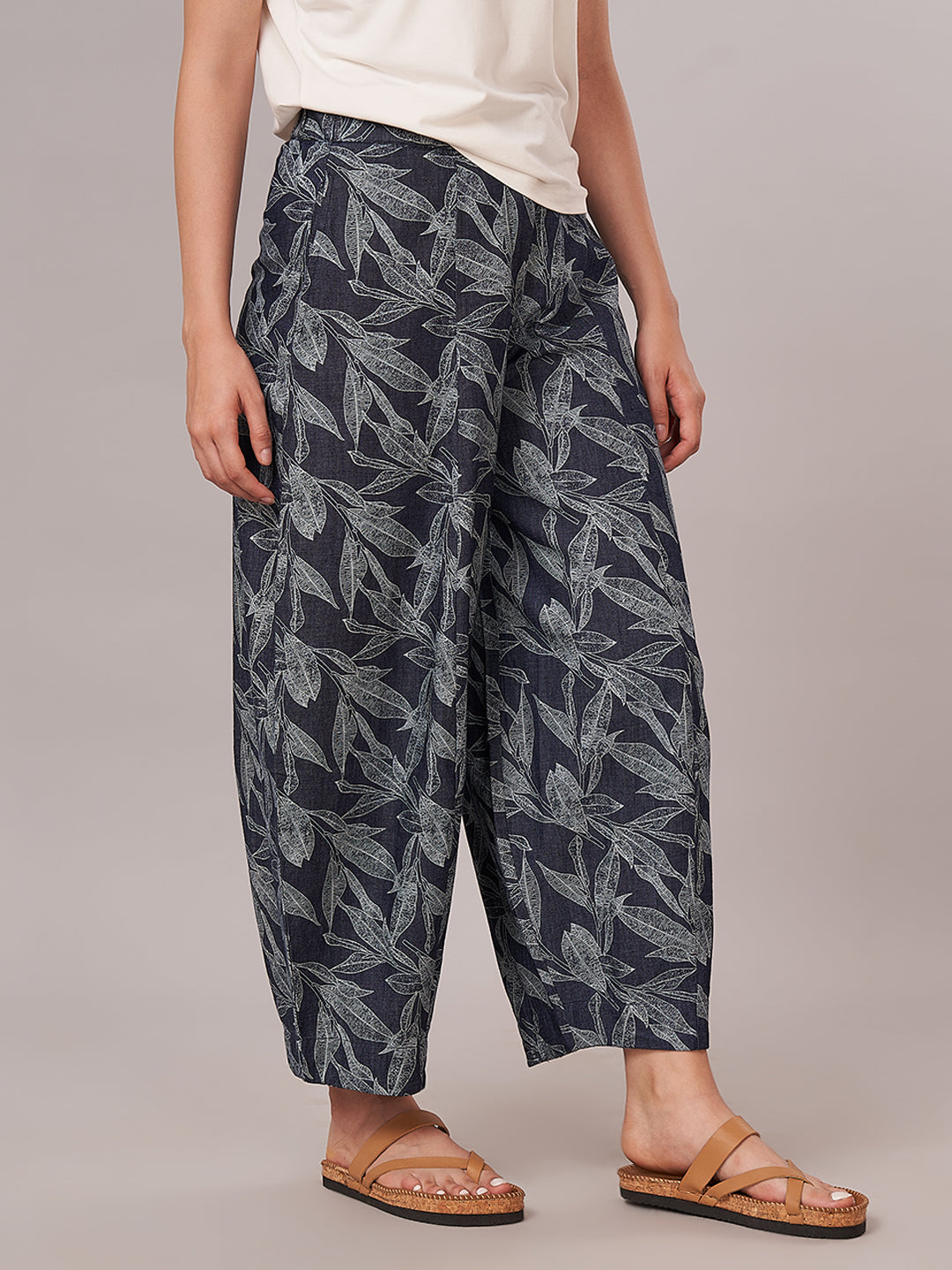 Women's 100% Cotton Barrel Leg Pant Blue
