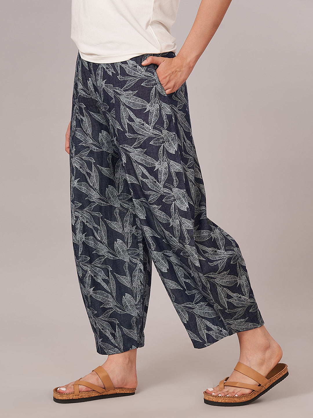 Women's 100% Cotton Barrel Leg Pant Blue