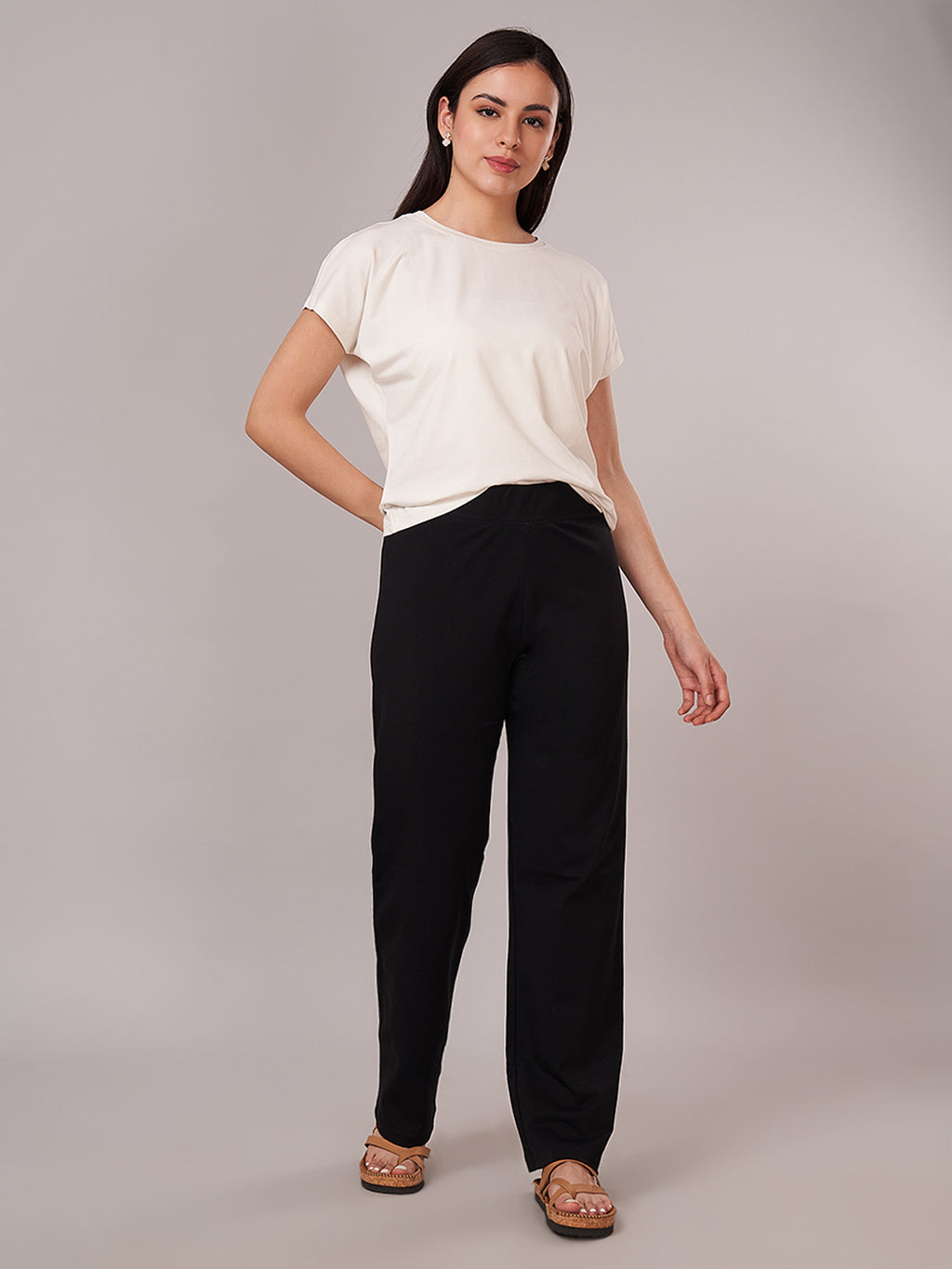 Women's Cotton Elastane Regular Fit KPant Black