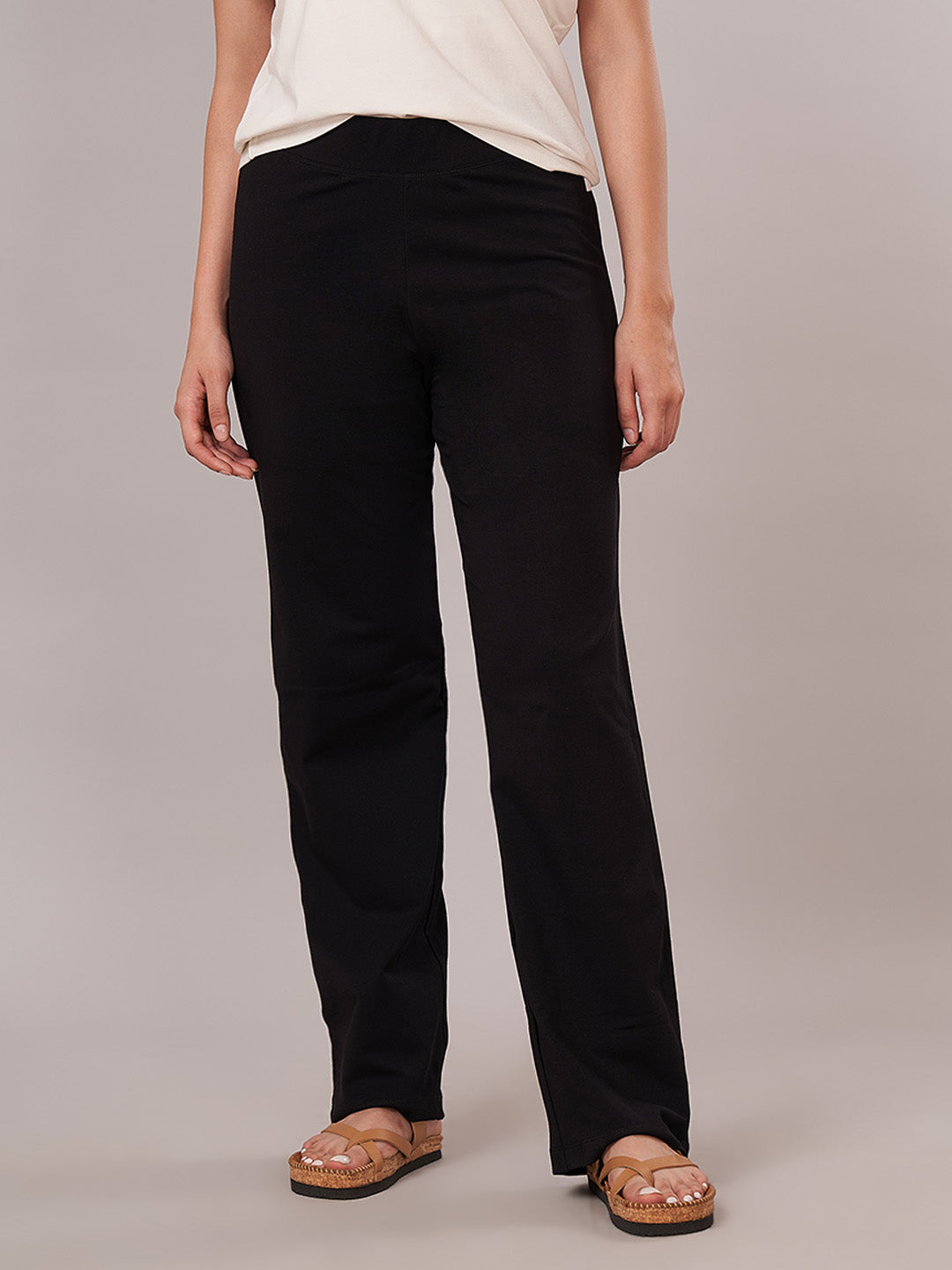 Women's Cotton Elastane Regular Fit KPant Black