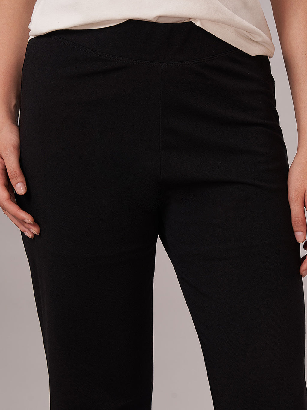 Women's Cotton Elastane Regular Fit KPant Black