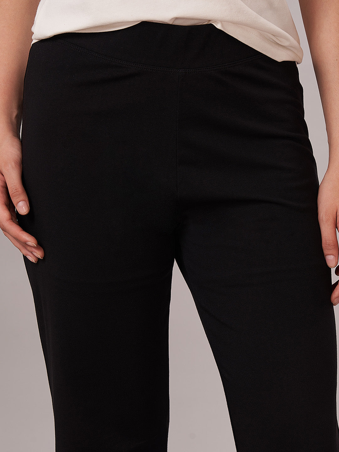 Women's Cotton Elastane Regular Fit KPant Black